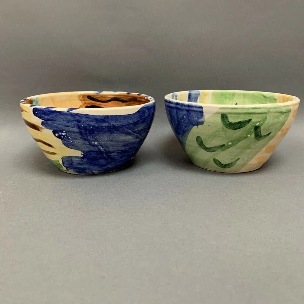 Katy‎ D Soup Cereal Bowls Multicolor Faces Lot of 2